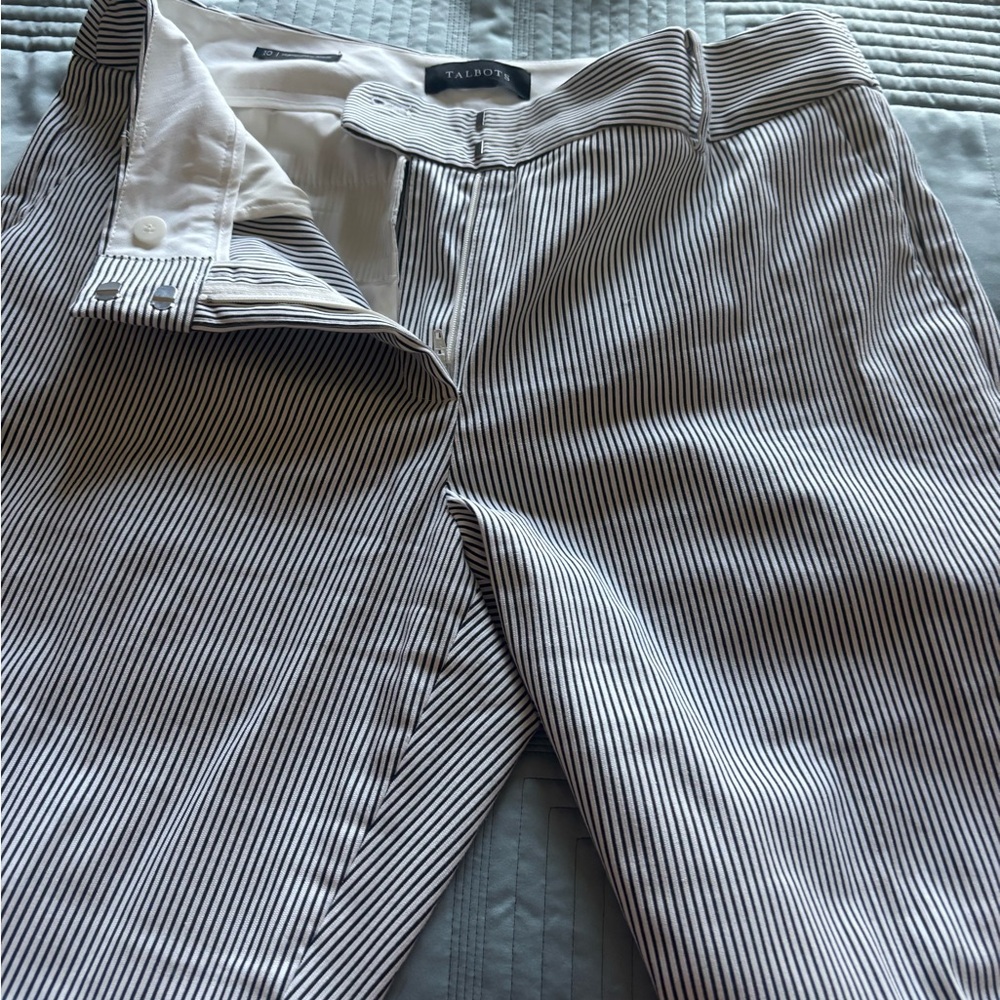 women’s blue and White Striped Pants Talbots